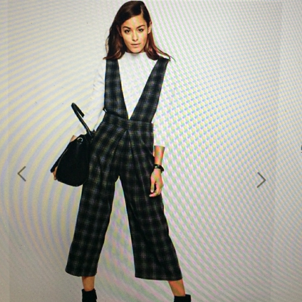 ASOS Check Plunge Jumpsuit